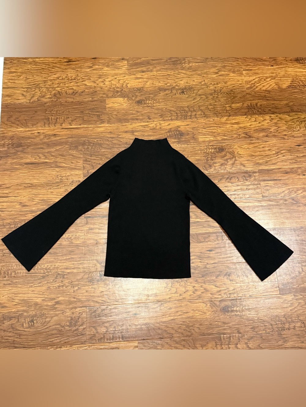 Maeve Anthropologie Arlowe Bell Sleeve Mock Neck Sweater Black XS Petite